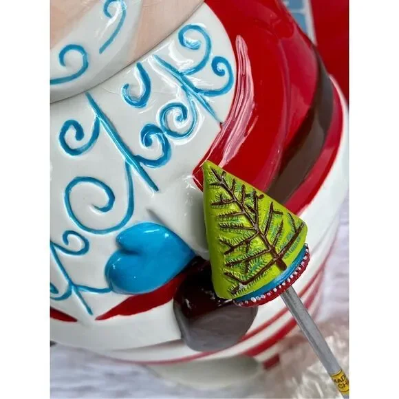 NIB NEW Boston Warehouse 7 PC HO HO HO Ceramic Santa Clause Fondue Set - Picture 5 of 14